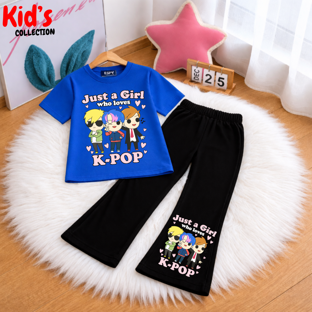 Trendy Kids 2-Piece Outfit Set – Top & Black Flared Pants