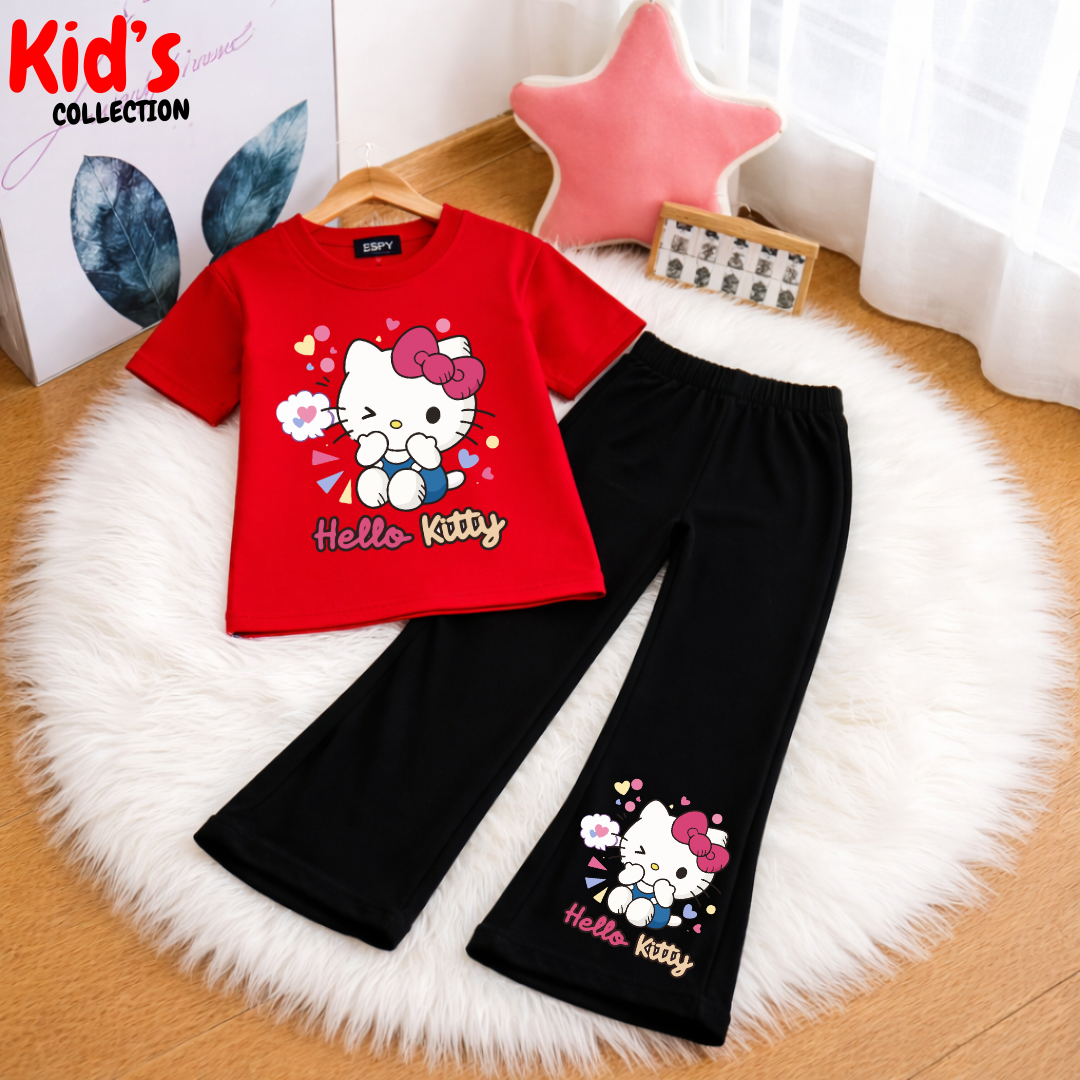 Trendy Kids 2-Piece Outfit Set – Top & Black Flared Pants
