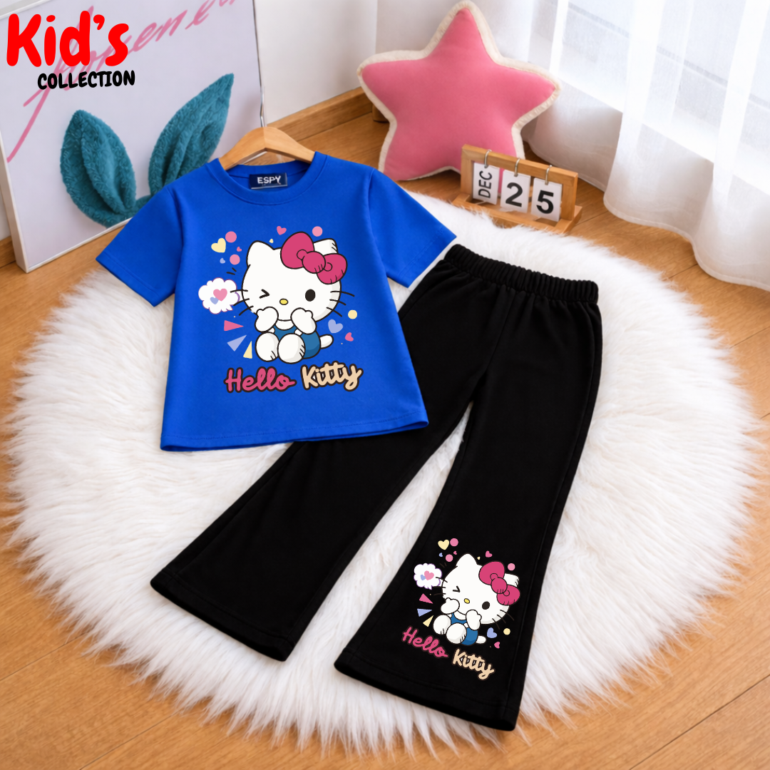 Trendy Kids 2-Piece Outfit Set – Top & Black Flared Pants