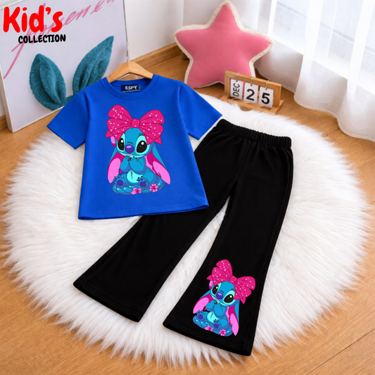 Trendy Kids 2-Piece Outfit Set – Top & Black Flared Pants