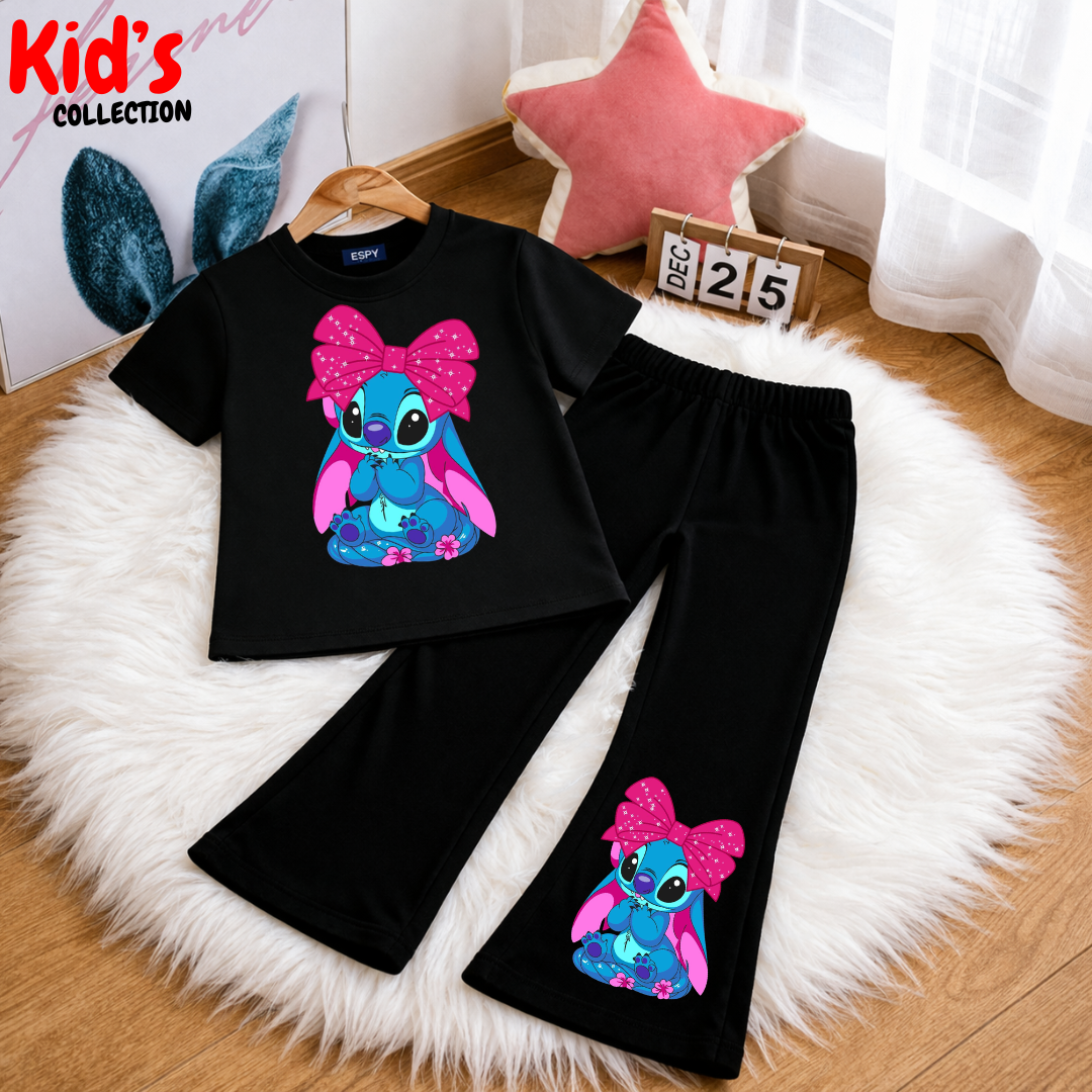 Trendy Kids 2-Piece Outfit Set – Top & Black Flared Pants