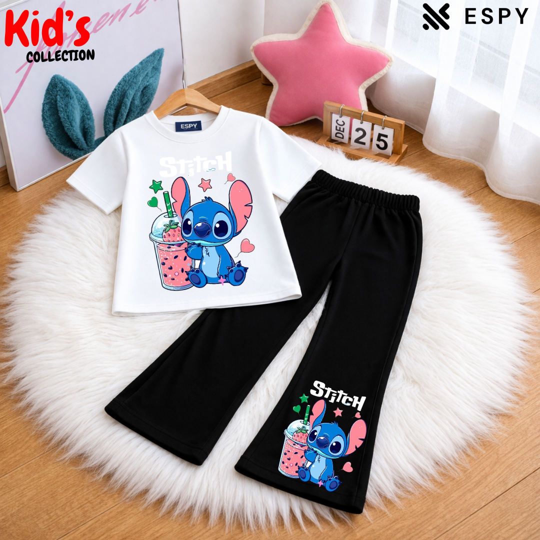 Trendy Kids 2-Piece Outfit Set – Top & Black Flared Pants