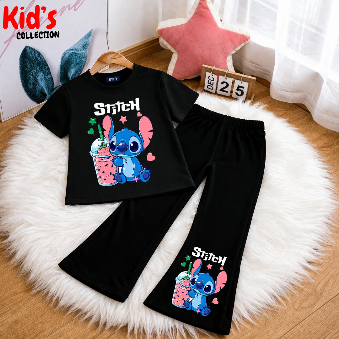 Trendy Kids 2-Piece Outfit Set – Top & Black Flared Pants