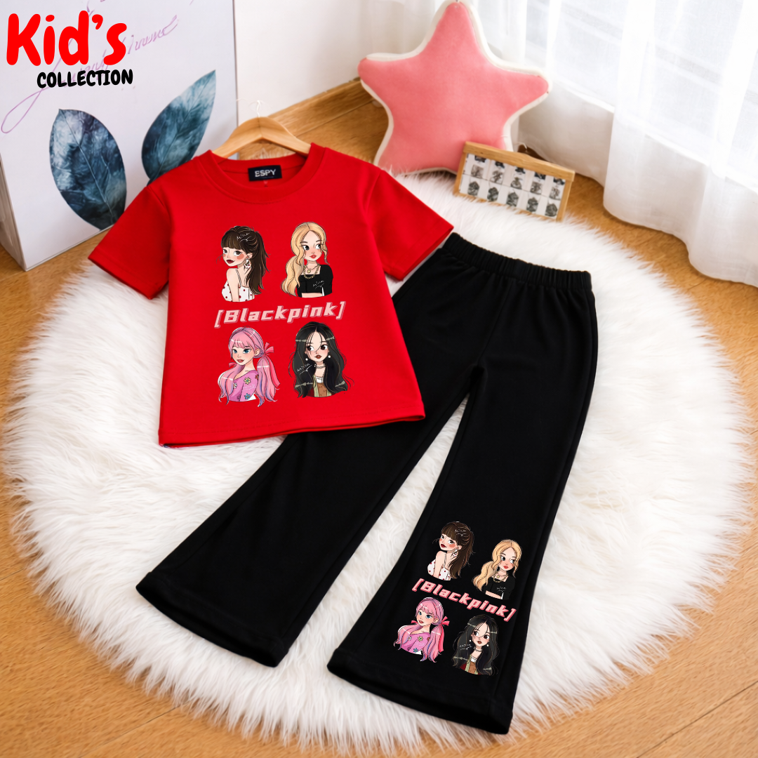 Trendy Kids 2-Piece Outfit Set – Top & Black Flared Pants