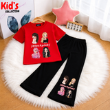 Trendy Kids 2-Piece Outfit Set – Top & Black Flared Pants