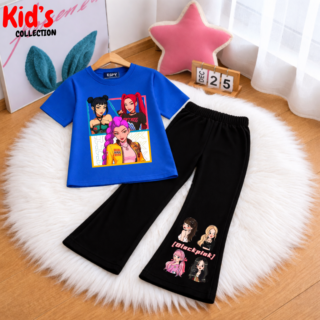 Trendy Kids 2-Piece Outfit Set – Top & Black Flared Pants