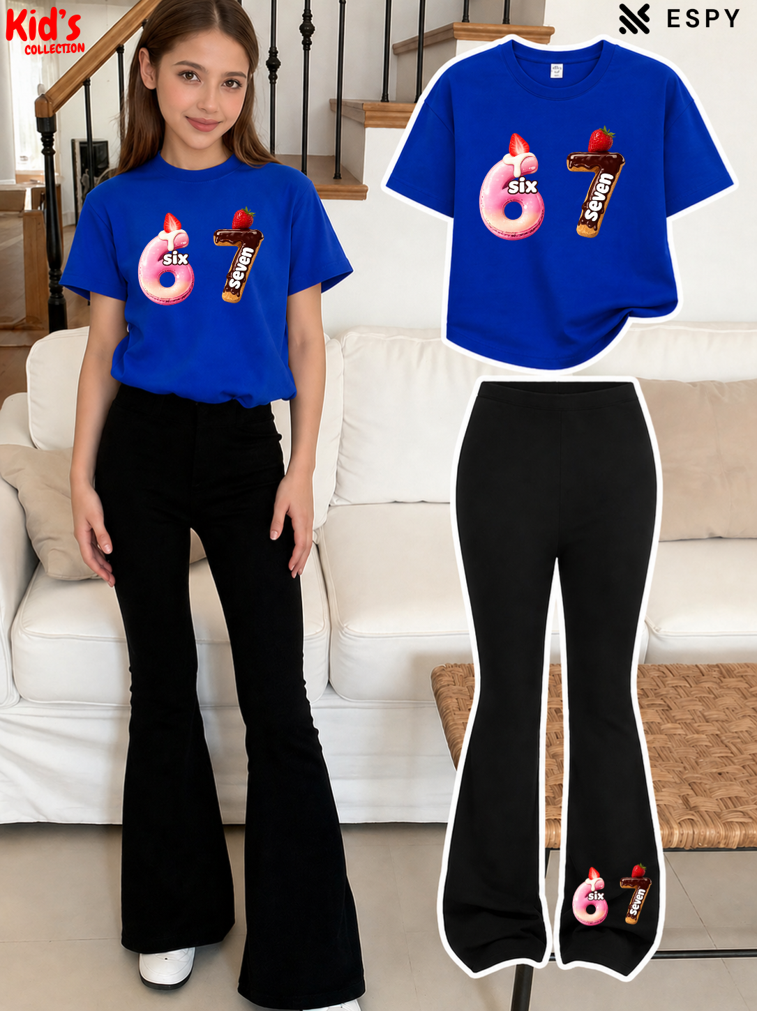 Trendy Girls Printed Co-Ord Set with Flared Pants