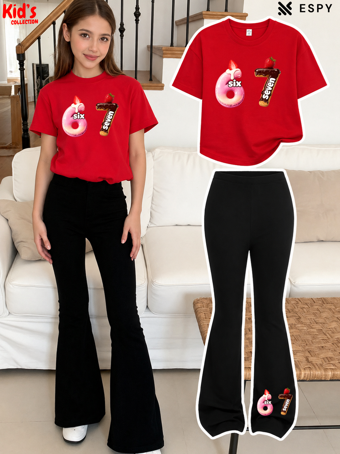 Trendy Girls Printed Co-Ord Set with Flared Pants