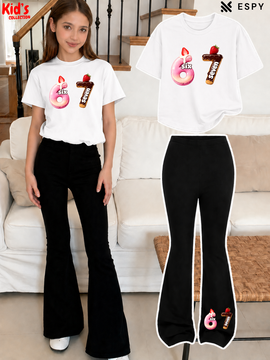 Trendy Girls Printed Co-Ord Set with Flared Pants