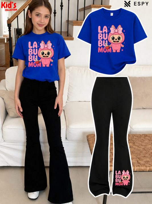 Trendy Girls Printed Co-Ord Set with Flared Pants