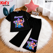 Trendy Kids 2-Piece Outfit Set – Top & Black Flared Pants