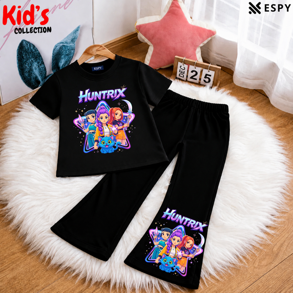Trendy Kids 2-Piece Outfit Set – Top & Black Flared Pants