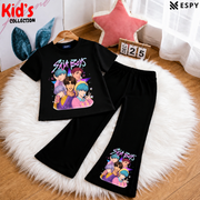 Trendy Kids 2-Piece Outfit Set – Top & Black Flared Pants