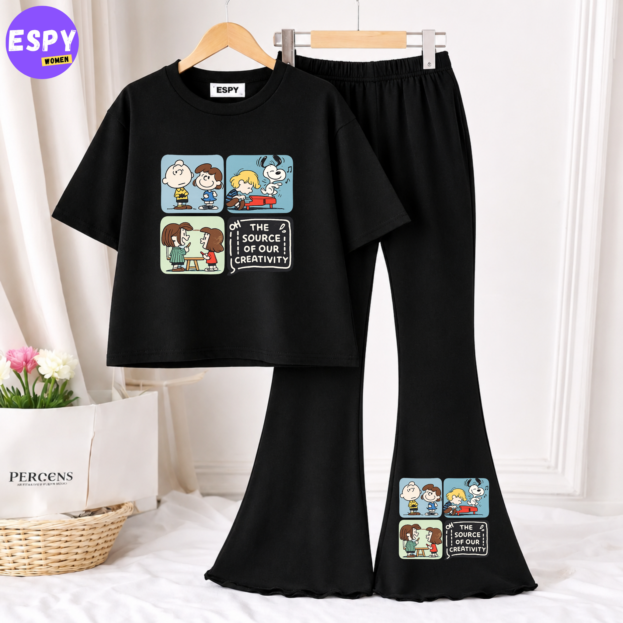 Trendy Women’s Co-Ord Set – Loose Fit Tee & Bootcut Pants