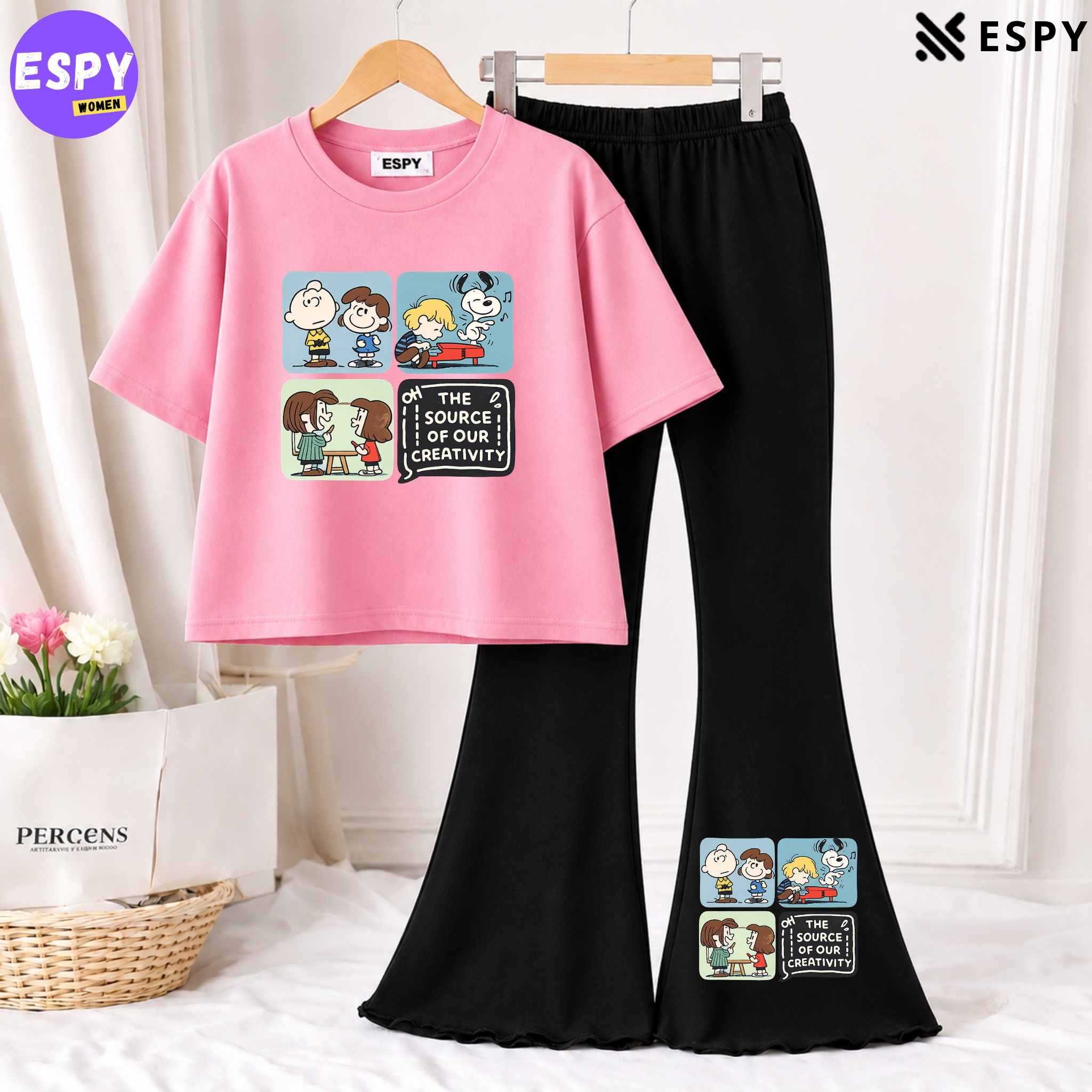 Trendy Women’s Co-Ord Set – Loose Fit Tee & Bootcut Pants