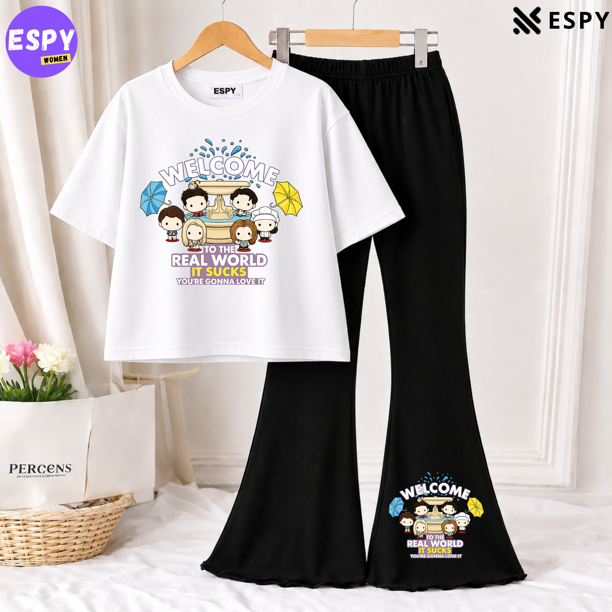 Trendy Women’s Co-Ord Set – Loose Fit Tee & Bootcut Pants