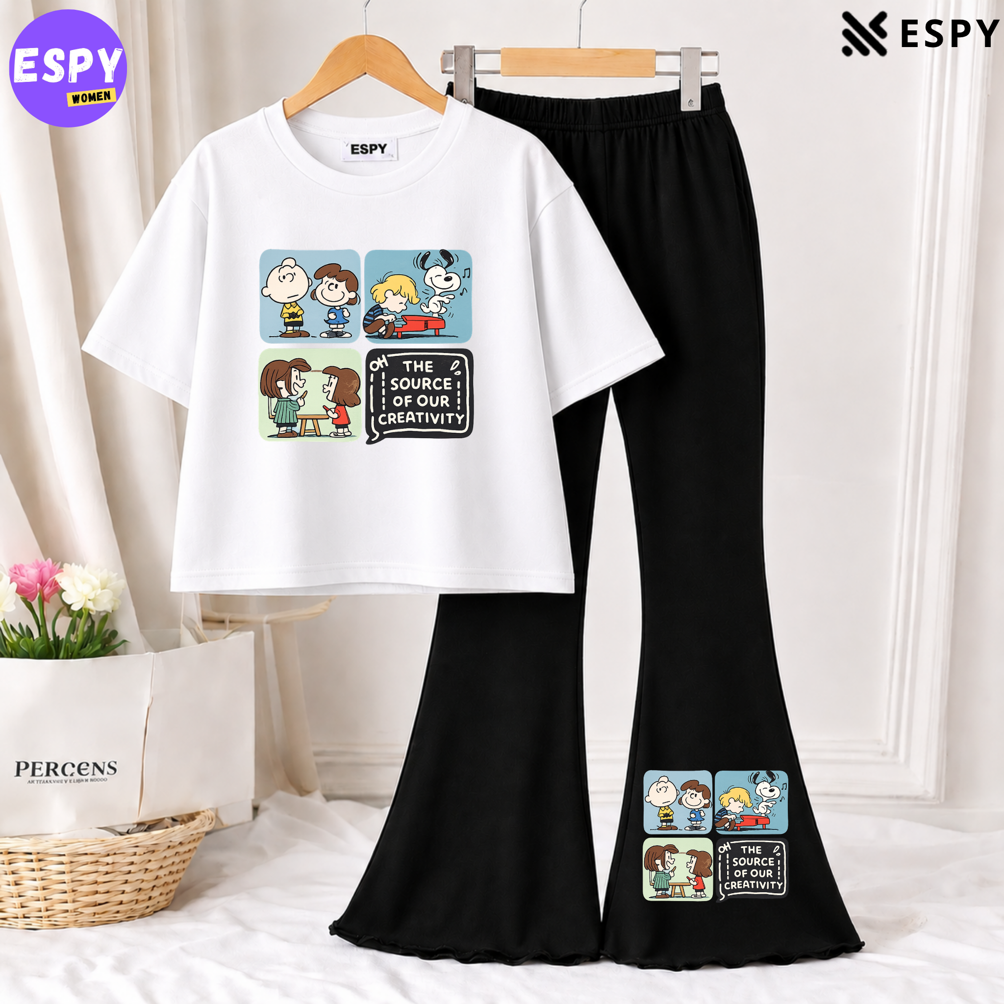Trendy Women’s Co-Ord Set – Loose Fit Tee & Bootcut Pants