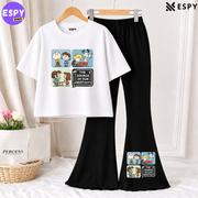 Trendy Women’s Co-Ord Set – Loose Fit Tee & Bootcut Pants