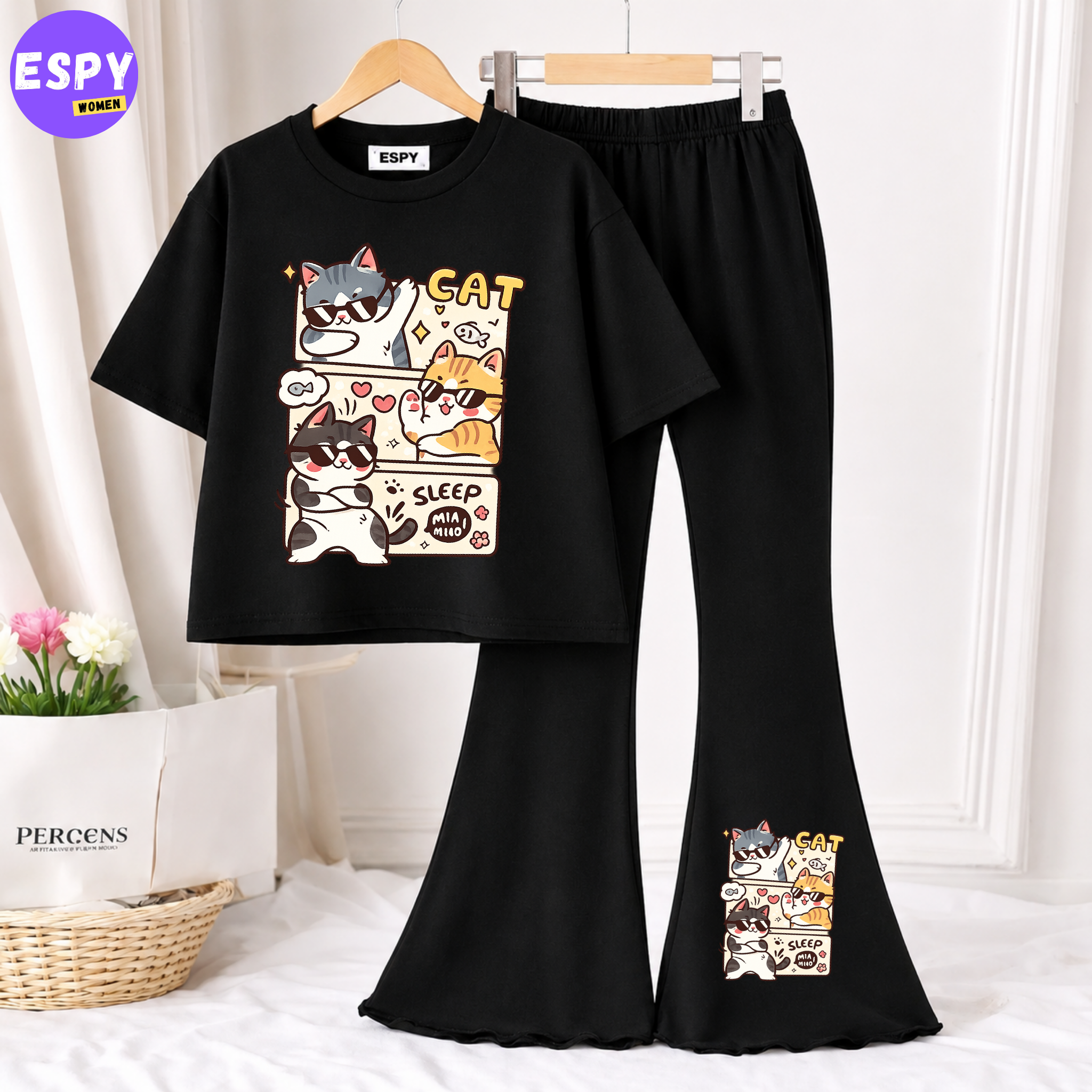 Trendy Women’s Co-Ord Set – Loose Fit Tee & Bootcut Pants