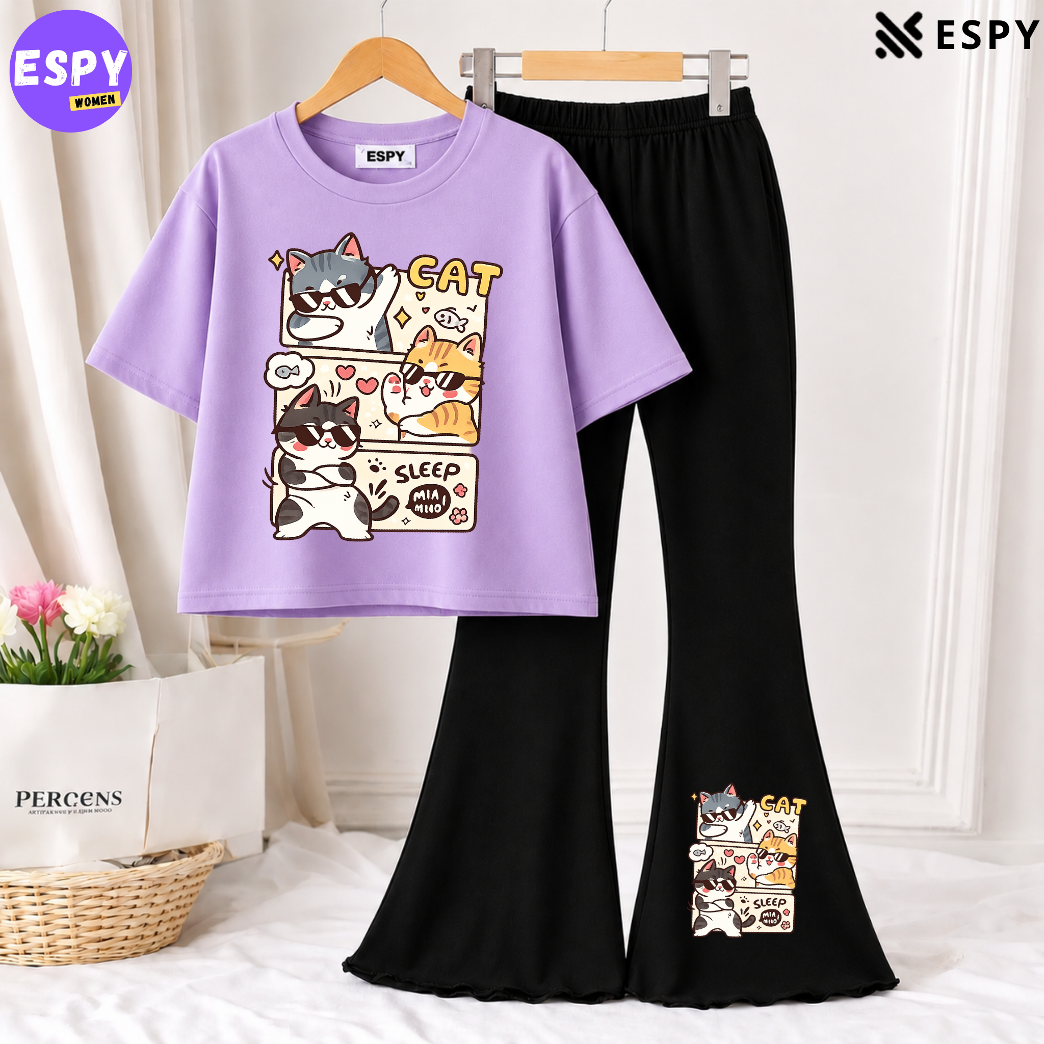 Trendy Women’s Co-Ord Set – Loose Fit Tee & Bootcut Pants