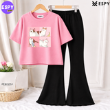 Trendy Women’s Co-Ord Set – Loose Fit Tee & Bootcut Pants