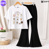 Trendy Women’s Co-Ord Set – Loose Fit Tee & Bootcut Pants