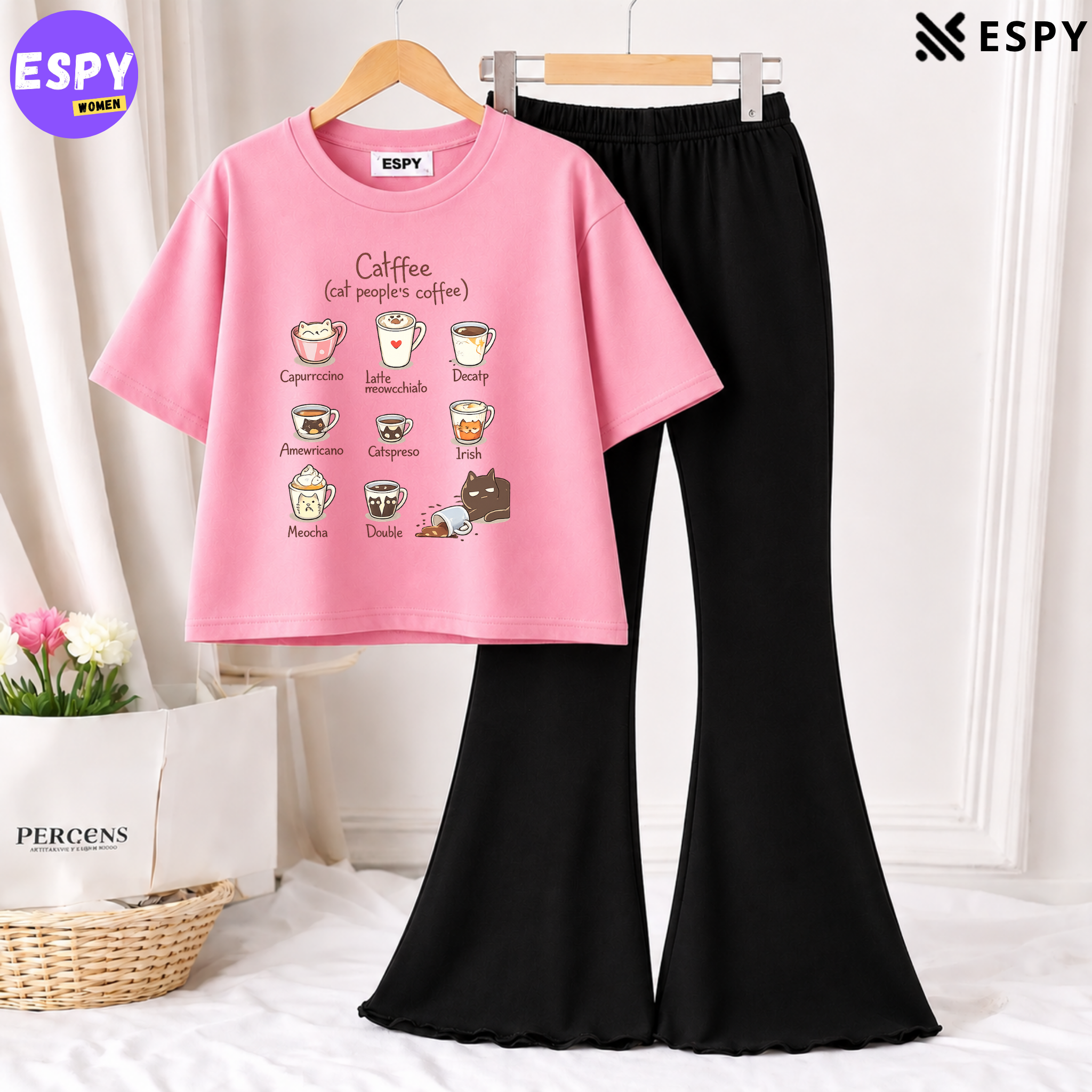 Trendy Women’s Co-Ord Set – Loose Fit Tee & Bootcut Pants