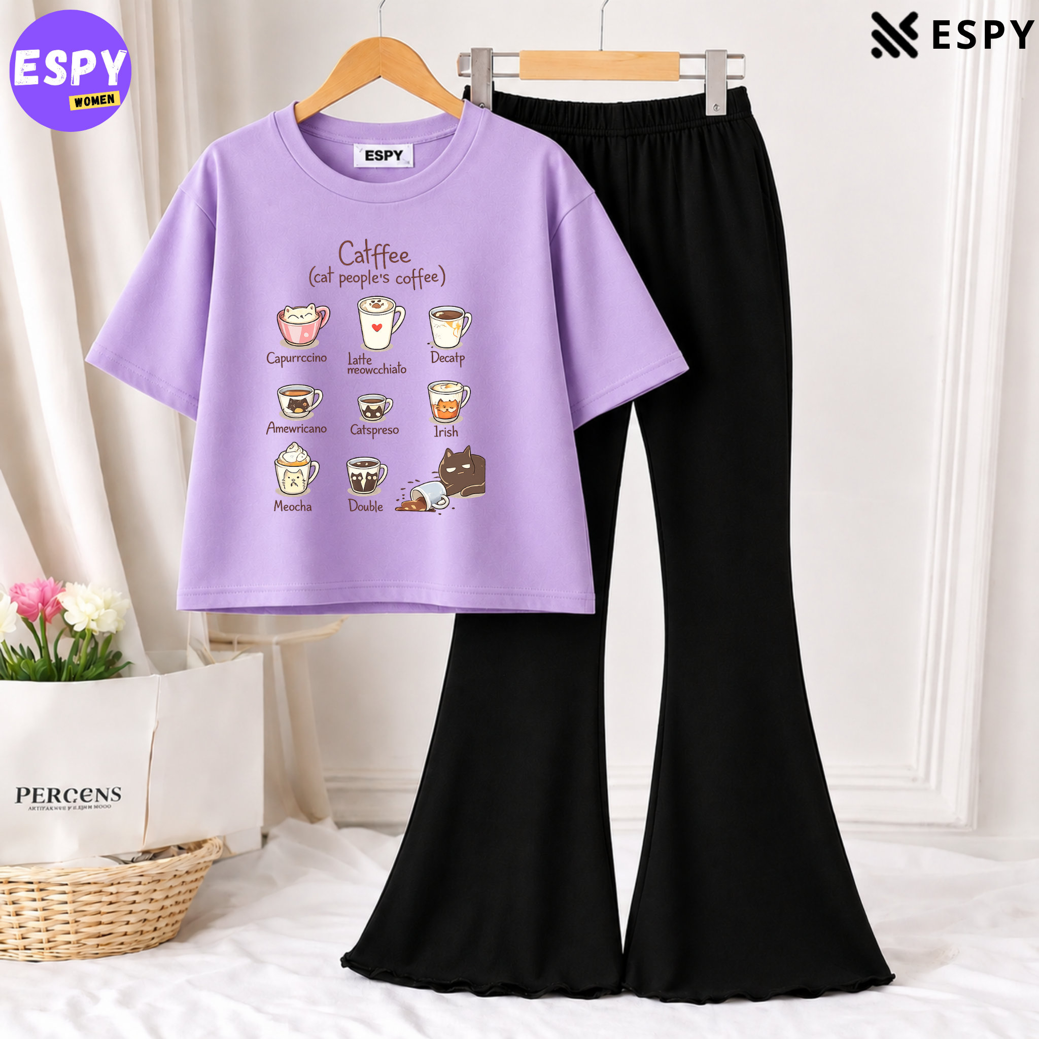 Trendy Women’s Co-Ord Set – Loose Fit Tee & Bootcut Pants