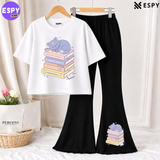 Trendy Women’s Co-Ord Set – Loose Fit Tee & Bootcut Pants