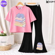 Trendy Women’s Co-Ord Set – Loose Fit Tee & Bootcut Pants