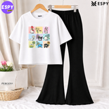 Trendy Women’s Co-Ord Set – Loose Fit Tee & Bootcut Pants