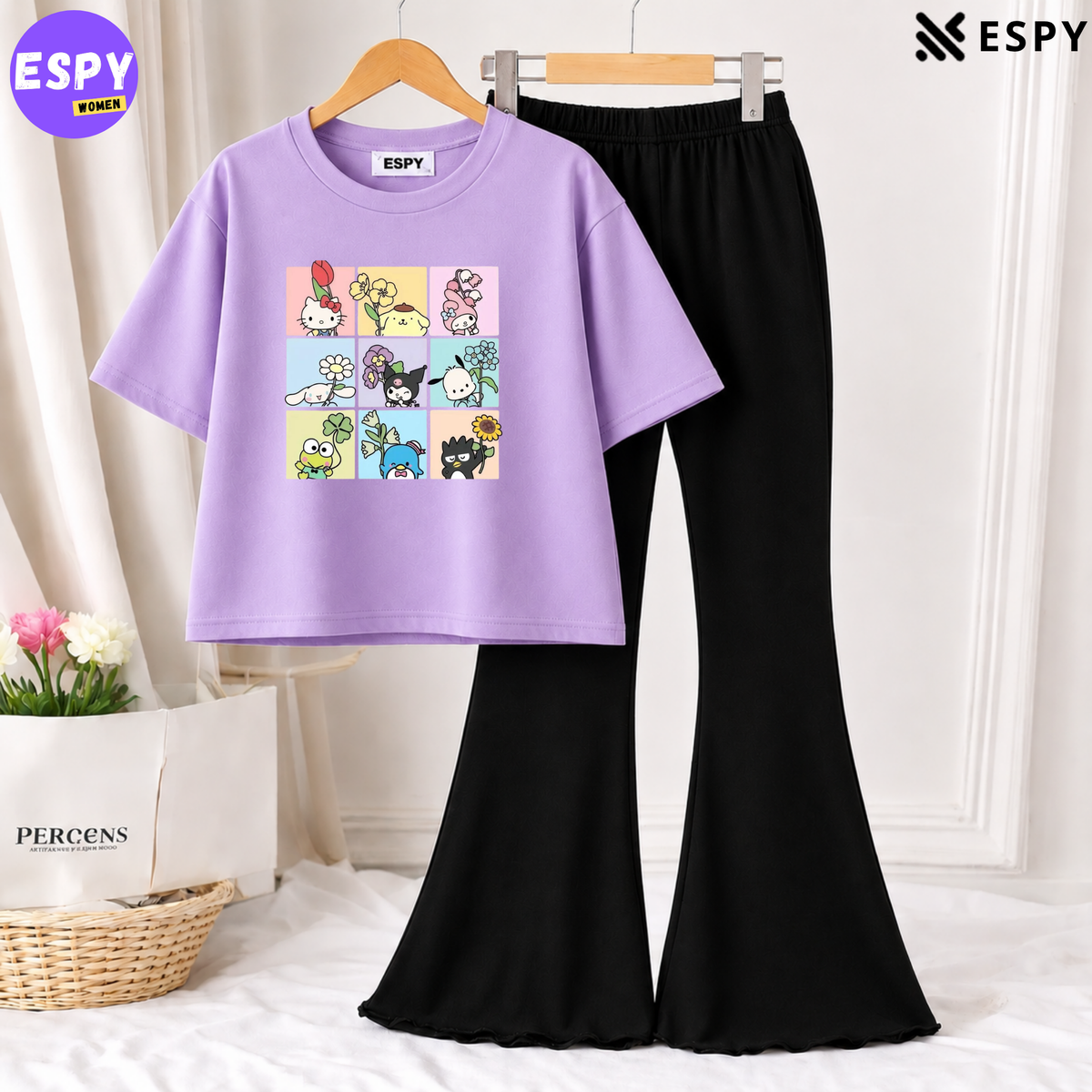Trendy Women’s Co-Ord Set – Loose Fit Tee & Bootcut Pants