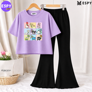 Trendy Women’s Co-Ord Set – Loose Fit Tee & Bootcut Pants