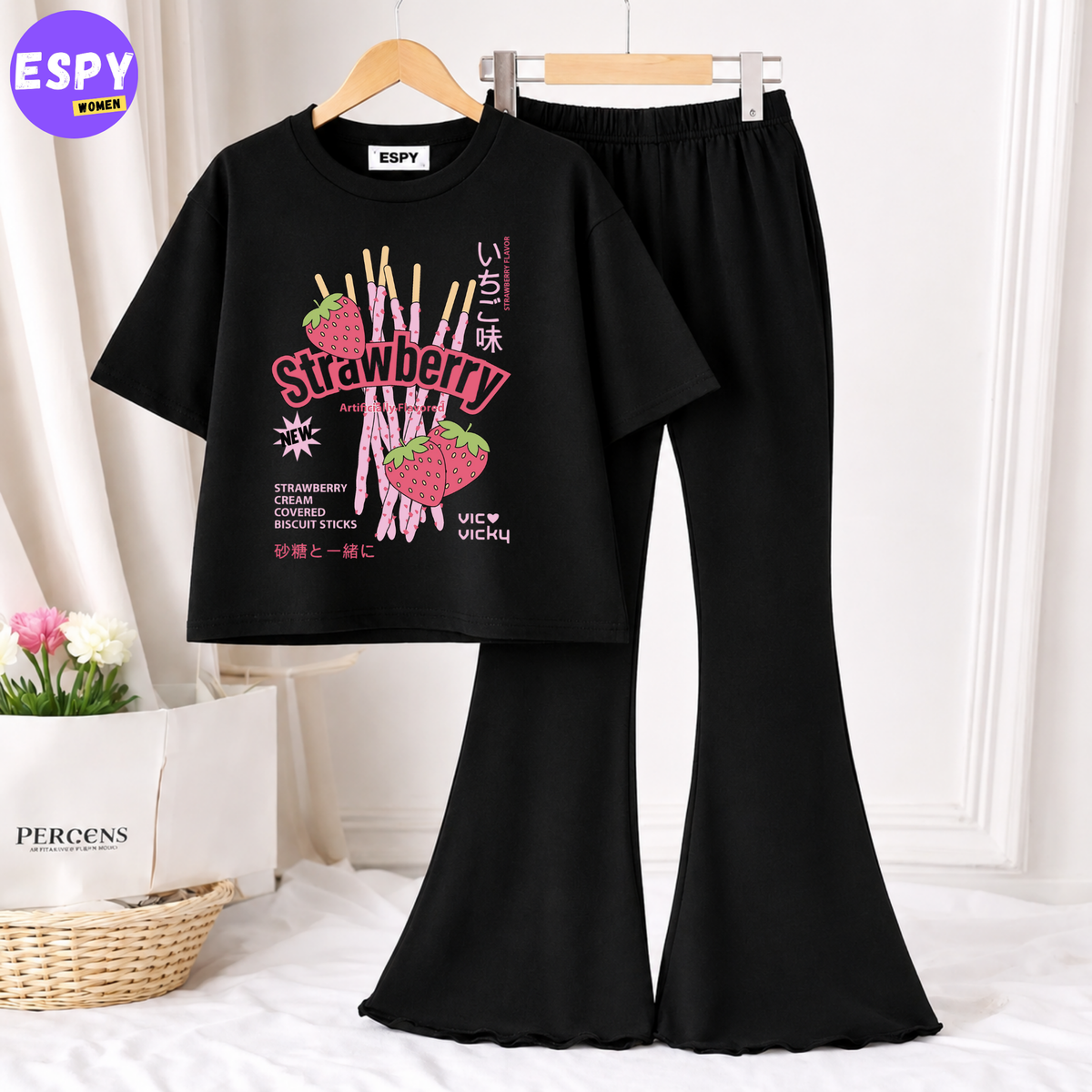 Trendy Women’s Co-Ord Set – Loose Fit Tee & Bootcut Pants