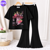 Trendy Women’s Co-Ord Set – Loose Fit Tee & Bootcut Pants