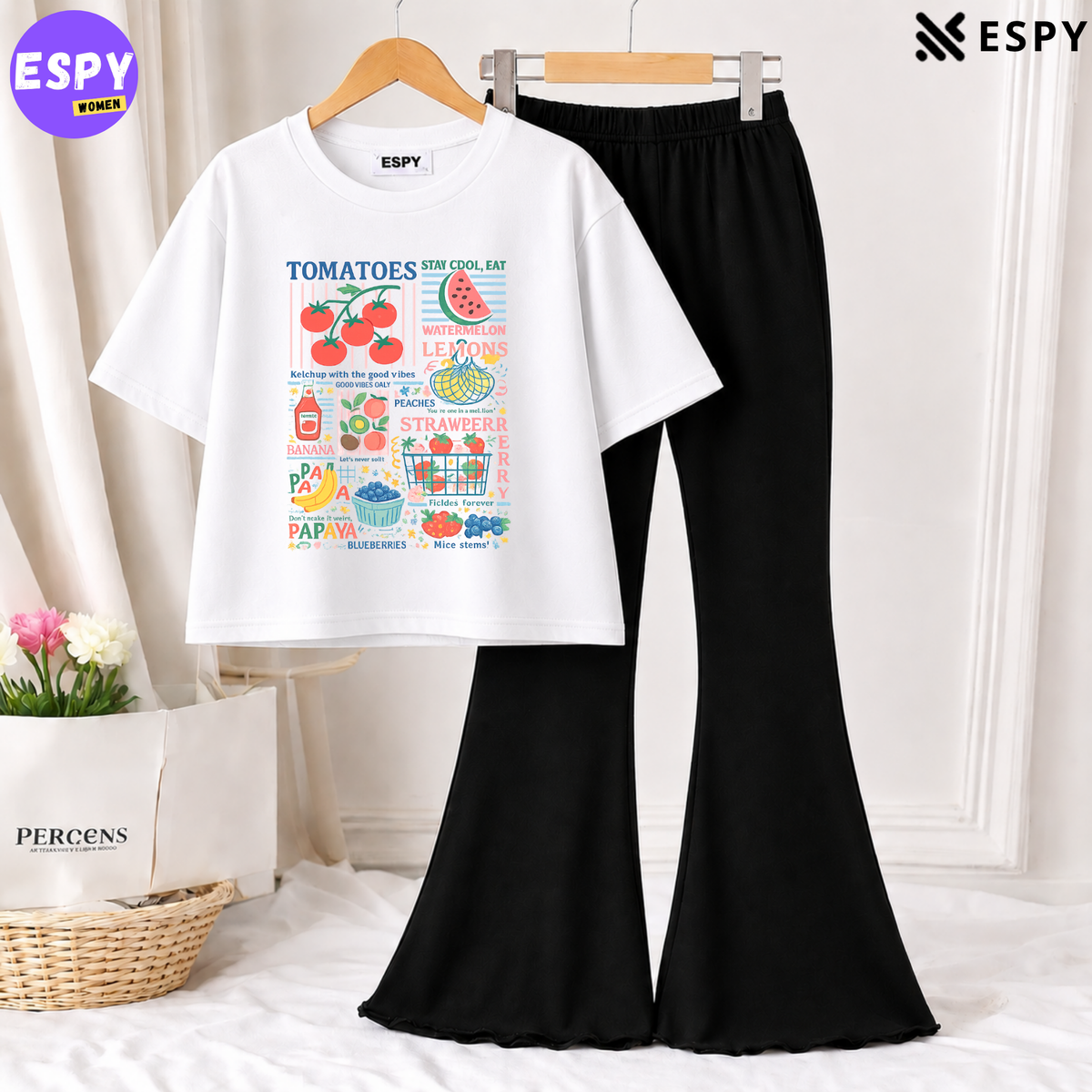 Trendy Women’s Co-Ord Set – Loose Fit Tee & Bootcut Pants