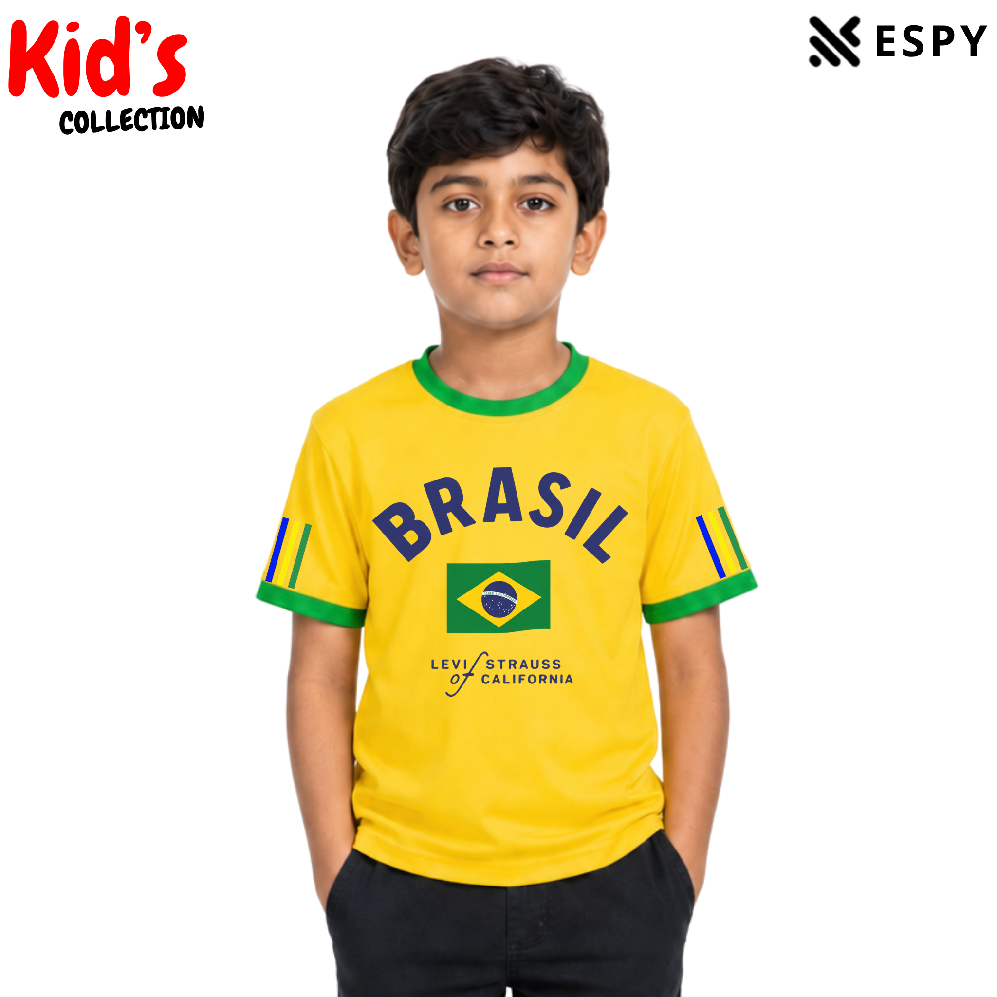 Kids Brazil World Cup Cotton Drop Shoulder T-Shirt
