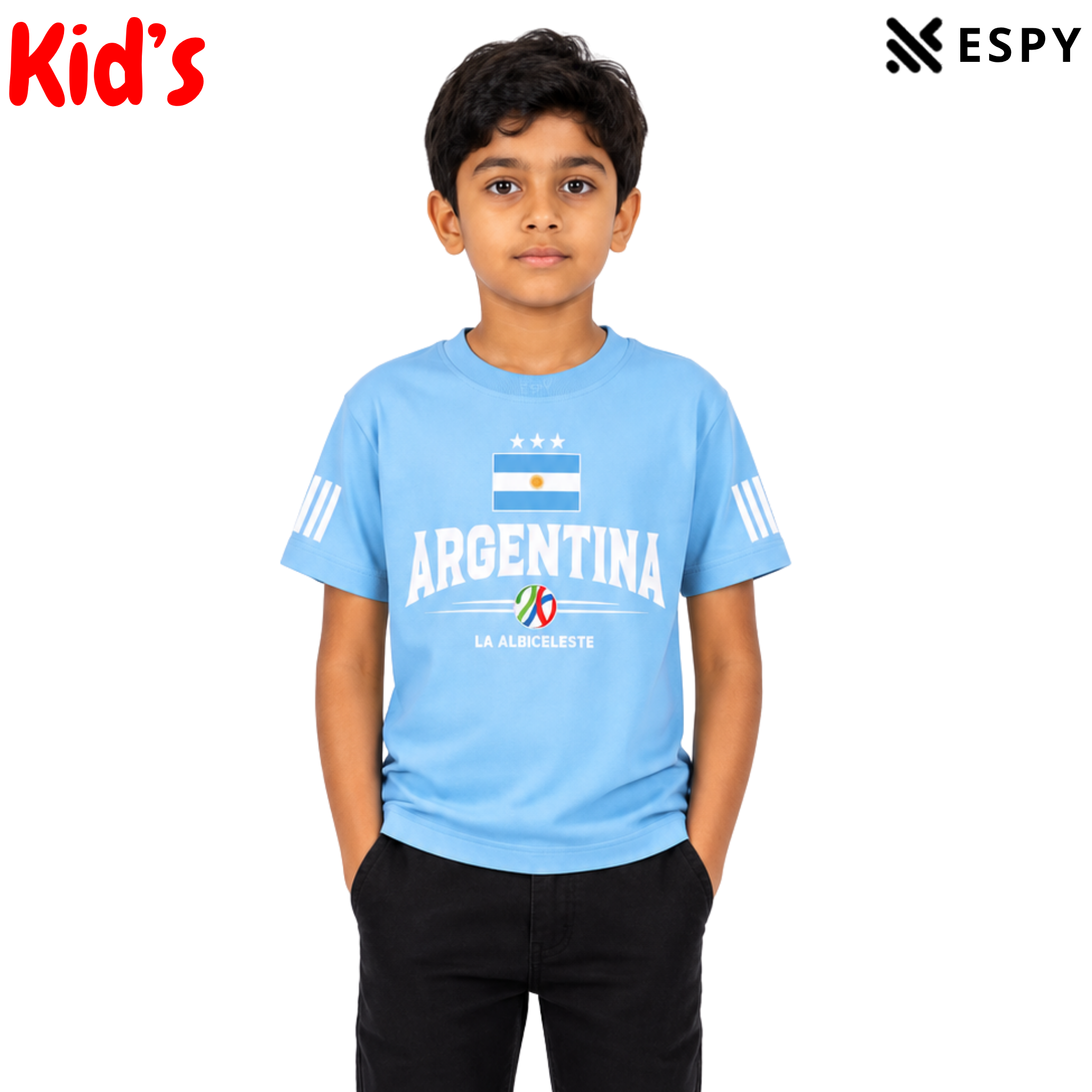 Kids Argentina World Cup Cotton Drop Shoulder T-Shirt