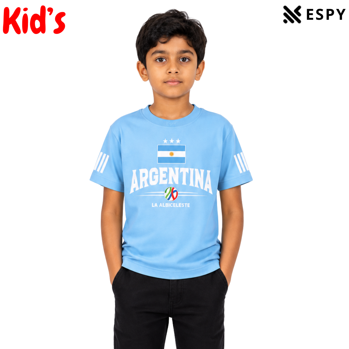Kids Argentina World Cup Cotton Drop Shoulder T-Shirt