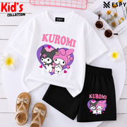 Kids Matching Drop Shoulder T-Shirt and Shorts Set