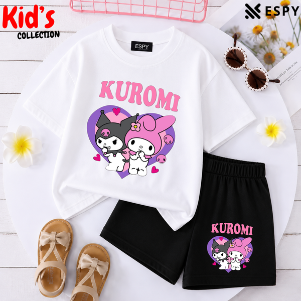 Kids Matching Drop Shoulder T-Shirt and Shorts Set