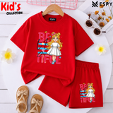 Kids Matching Drop Shoulder T-Shirt and Shorts Set