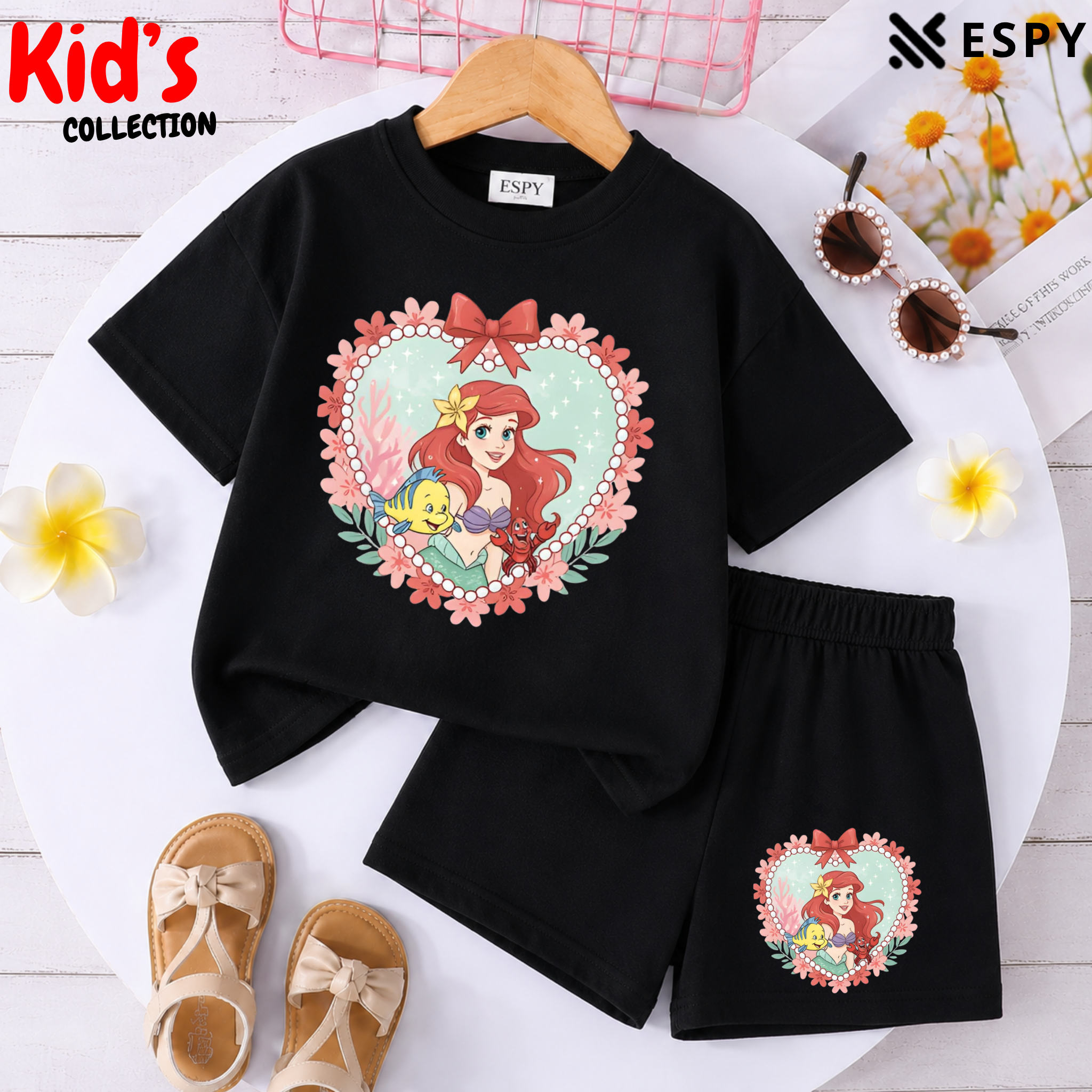 Kids Matching Drop Shoulder T-Shirt and Shorts Set