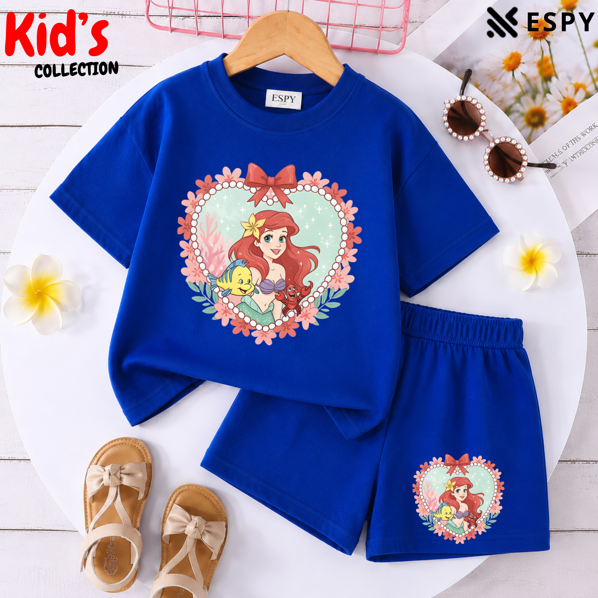 Kids Matching Drop Shoulder T-Shirt and Shorts Set