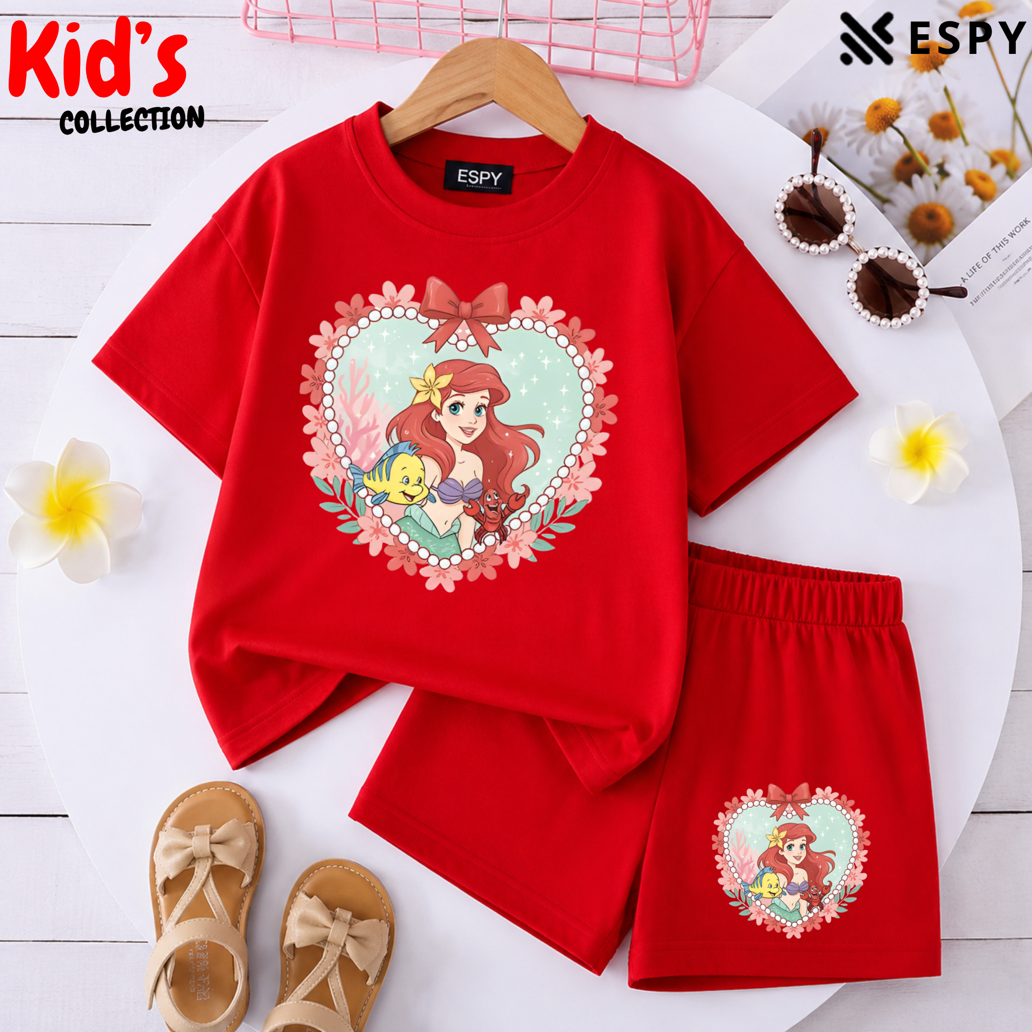 Kids Matching Drop Shoulder T-Shirt and Shorts Set