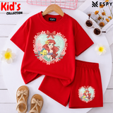Kids Matching Drop Shoulder T-Shirt and Shorts Set