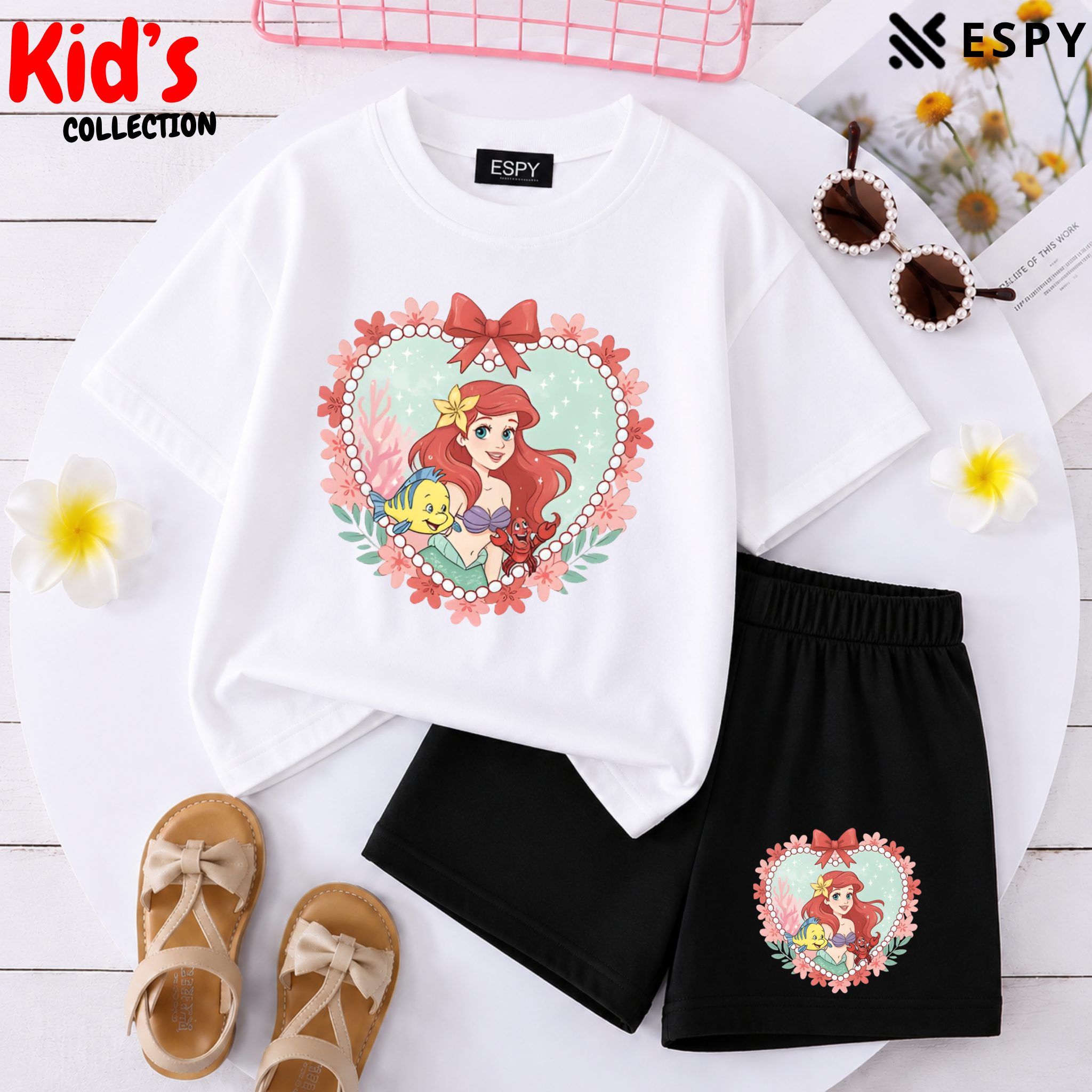 Kids Matching Drop Shoulder T-Shirt and Shorts Set