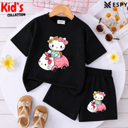 Kids Matching Drop Shoulder T-Shirt and Shorts Set