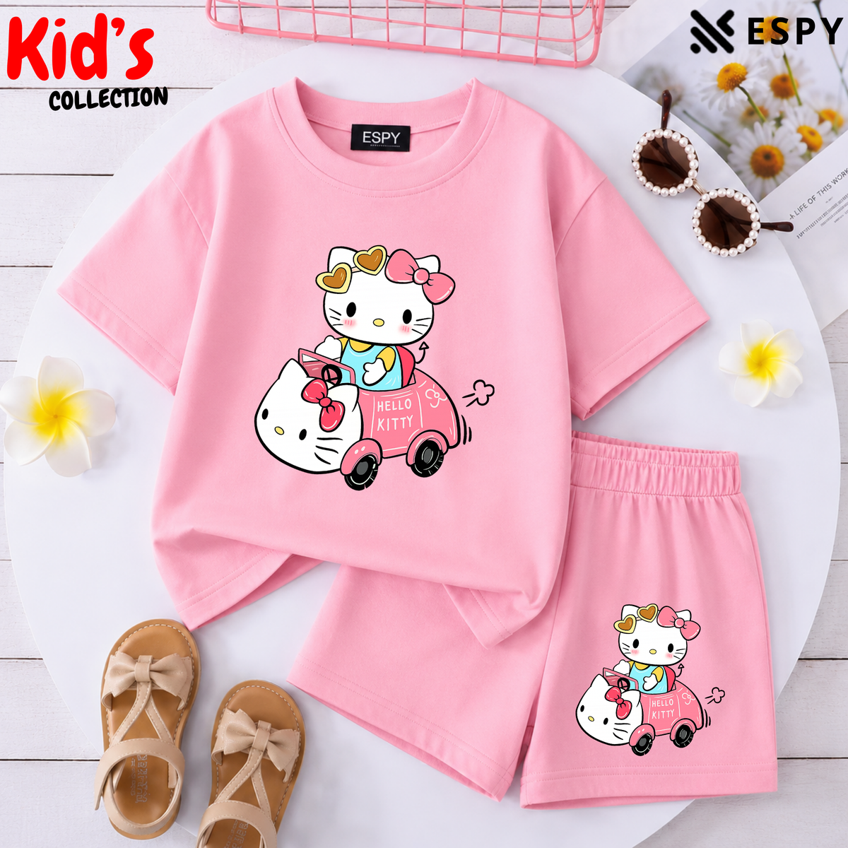 Kids Matching Drop Shoulder T-Shirt and Shorts Set