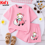Kids Matching Drop Shoulder T-Shirt and Shorts Set